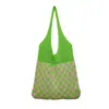 2022 Bolso Nuevo de Cuadros de Ajedrez Bolso Retro Bolso Tejido Bolso Transfronterizo Bolso de Mano Bolso de Hombro Bolso de Empalme para Mujer