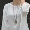 Explosiones en Vivo Estilo Étnico Corre en el Tiempo Cadena de Lana de Flor Collar Largo Plata de Xizang Candado de Larga Vida Colgante de la Riqueza del Cuarteto
