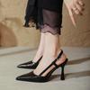 Sapatos de Salto Alto Apontados Vermelhos Salto Agulha 9cm Tira de Uma Palavra Sexy Novo Estilo 2025 Sandálias de Bico Fechado tamanhos grandes Sapatos Vazados Atrás