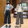 Calça Casual de Couro PU com Babados de Cintura Alta para Mulheres, Novo Estilo Primavera 2026, Cintura Elástica, Emagrecedor, Versátil, Calça Cropped