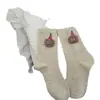 Calcetines Lindos de Oso de Dibujos Animados para Niñas Estilo Coreano Calcetines Estilo Ins Hilo de Punto Flocado Calcetines Apilados para las Cuatro Estaciones