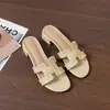 Sandalias Cuadradas de Estilo Coreano, sin Cierre, Forma de H, para Mujer, Tacón Bajo Grueso, Piel Suave, Antideslizantes, para Uso en Exteriores, Pantuflas Casuales, Suministro en Stock