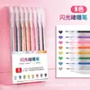 Canetas Gel com Glitter de 12 Cores para Estudantes, Canetas Gel Marca-Texto, Canetas para Diário, Canetas Marcadoras para Colorir, Conjunto de Canetas Gel