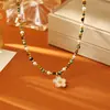 Flor de concha natural, piedra ojo de tigre, collar de turquesa africana, perla de cristal Swarovski, joyería de lujo ligero de alta costura