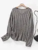 26AW Nuevo Jersey de Seda Cachemira de una Pieza Cuello en V Manga Larga Rayado Color Sólido Prenda Base Superior