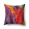 Funda de almohada de poliéster color arcoíris efecto tridimensional piel de melocotón funda de almohada impresa para el hogar funda de cojín para coche QTA46