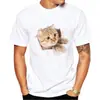 Camiseta de Verano para Hombre 2025 Manga Corta Camiseta de Gato Estilo Europeo y Americano Wishwish
