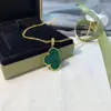 Collar Grande Van Gogh de Nácar Blanco para Mujer, Trébol de Cuatro Hojas, Chapado en Oro de 18K, Versión de Alta Gama, Cadena para Suéter de Nácar Rojo para Mujer, Fabricante
