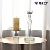 Criativo listrado suporte de velas de vidro transparente cor castiçal mesa de jantar europeu decorativo de dupla utilização castiçal fabricantes por atacado