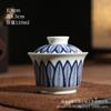 Cuenco con tapa azul y blanca, estilo chino, retro, de cerámica, para el hogar, grande, con forma de herradura, para regalo de mano