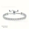 Pulsera de Cadena con Garras de Pedrería Popular Europea y Americana para Mujer, Simple 3mm de una Sola Fila Ajustable, Joyería de Moda Transfronteriza