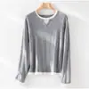 Estilo de Blogger en Capas: Nueva Camiseta de Lana de Otoño Temprano con Cuello de Tijera Falso Dos Piezas Ajustada de Manga Larga para Mujer