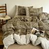 Atacado Estilo Retrô Wabi-Sabi Renda de Linho Conjunto de Quatro Peças Capa de Edredom de Verão Lençóis Roupa de Cama Estampada