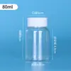 Botella de plástico de 30 ml/50 ml, botella cuadrada pequeña, botella dispensadora con tapa de cápsula transparente, botella pequeña de PET de grado alimenticio de boca ancha para medicamentos