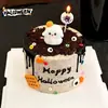 Decoración de Pastel de Halloween Arcilla Suave Figura Linda de Fantasma Ojos Chistosos Perlas de Azúcar Velas de Halloween Toppers Inserts