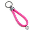 Chaveiro de Casal Simples para Homens e Mulheres Carro Pingente de Chave Prata Antiga Escovada Corda de Couro PU Trançada à Mão Argola de Chave