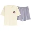 Pijama 100% Algodão para Mulheres Verão 2025 Novo Verão Tamanho Grande Fino Vibrante Manga Curta Roupa de Casa Feminina Pode Ser Usada Fora