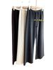 ¡Artículo de guardarropa imperecedero! Pantalones Casuales de Pierna Recta Ancha de Lana Cachemir Elástica de Peso Pesado de Tiro Alto para Mujer, Otoño e Invierno G100510