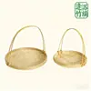 Cesta Mini Antigua de Bambú Hecha a Mano para Ceremonia del Té de Huerto de Bambú Cesta de Bambú Cesta Pequeña de Huerto de Bambú Cesta para Dim Sum Camino de Sesión de Fotos Hanfu