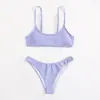 Aliexpress Moda Praia de Verão para Mulheres 2026 Atacado Cor Sólida Cintura Alta Triângulo Sexy Conjunto Biquíni Duas Peças Praia