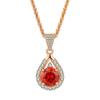 Nuevo colgante de tesoro colorido de joyería de oro champán con circonita roja granada de 3 quilates, anillo de lujo avanzado y ligero para mujer, collar y traje