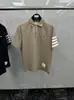 Alta qualidade TB Primavera/Verão/SS Novo Quatro Listras Vermelho Branco Azul Bordado Série Bordado POLO Manga Curta Unissex