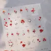 Pegatinas para Uñas Tensoras con Relieve de Gelatina Flor de Cinco Pétalos M483 Flor de Cerezo Melocotón Rosa Flor de Loto Tulipán Flores