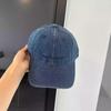 Boné de beisebol americano retrô jeans lavado e desgastado para mulheres primavera e verão, chapéu versátil com letras bordadas e picos, moderno
