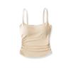 Camisola de Color Sólido con Pliegues de Estilo Cómico, Ajustada, para Mujer, con Copas en el Pecho, Adecuada para Usar como Prenda Exterior o como Top Corto de Capa Base