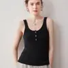 Nova coleção outono e inverno: suéter feminino 100% cashmere puro, camisola de gola U meio abotoada, camada interna de tricô versátil e casual
