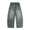 Jeans Retro Americanos con Estampado de Cruz y Cimitarra para Hombre y Mujer, Nuevos Pantalones Holgados de Pierna Ancha de Moda para Otoño e Invierno
