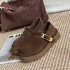 Sapatos Birkenstock femininos de sola grossa e cobertura total, novos para outono e inverno de 2026, mocassins casuais retrô slip-on