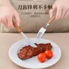 Juego de Cubiertos Occidentales de Acero Inoxidable 304 con Mangos de Madera de Nogal Imitación, Cuchillo para Bistec, Tenedor y Cuchara, Vajilla Retro Engrosada, Suministros para Hotel