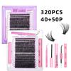 320 racimos 16 filas pestañas postizas falsas DIY transfronterizas 4 piezas pinzas removedor de pegamento 50P60P80P100P cabello comercio exterior