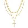 Amazon Transfronterizo Nuevo Collar con 26 Letras Iniciales Moda Colgante de Cruz Personalizado Collar Multicapa Joyería para Mujer