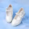 Nuevos Zapatos de Cuero Perla Princesa para Niñas Suela Suave Tacón Bajo Zapatos Individuales para Niños Calzado Formal Coro Actuación en Escenario Zapatos para Niños
