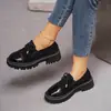 Comercio electrónico transfronterizo, talla grande, nueva colección primavera/otoño 2026, mocasines de suela gruesa para mujer, estilo europeo y americano, mocasines slip-on de moda