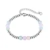 Pulsera Opk Estilo Ins Europeo y Americano Nicho para Mujer Acero Inoxidable Elegante Versátil Piedra Natural Morganita Simple Pulsera de Acero de Titanio
