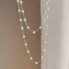 Colar de Pérolas de Camada Dupla de Alta Qualidade para Mulheres 2026 Novo Estilo Nicho Exquisito Versátil Corrente para Suéter Moletom Acessório
