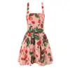 Vestido de tirantes de fresa estilo vacacional francés Dopamina Dulce Reductor de Edad Camisa de cuello de muñeca estilo nuevo de verano