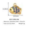 Aço Inoxidável Banhado a Ouro Série Oceano Esmalte Colorido Peixe Dourado Pingente Pulseira Colar Colar DIY Acessórios de Joias