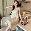 Camisón de Tirantes para Mujer de Verano con Algodón Nube y Copas, Estilo Sexy Delgado, Dulce Ropa de Casa de Verano Tallas Grandes