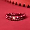 Pulseira de Contas Genuínas DIY de Alto Teor Mozhihui, Design Original de Alta Qualidade para Mulheres e Homens, Pulseira Genuína de Cinábrio com Duplo Círculo