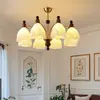 Luminária pendente vintage estilo francês com design plissado, luminária de sala de estar estilo wabi-sabi creme, luminária de jantar de luxo retrô em madeira maciça para proteção ocular