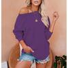 Amazon AliExpress Outono e Inverno Comércio Exterior Transfronteiriço Novo Esportivo Feminino Casual Europeu e Americano Suéter Pulôver de Manga Longa Cor Sólida