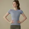 Camiseta Deportiva de Secado Rápido Manga Corta para Fitness para Mujer Elástica Ajustada Adelgazante Transpirable Profesional para Correr Entrenamiento Yoga