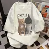Camiseta Hip-Hop High Street Verão 2025 Design Feminino Nicho Estampa de Letras Casual Solta Oversize Manga Curta