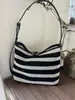 Bolso de Mano Cruzado 2026 Estilo Nuevo con Tiras Tejidas Rayadas de Gran Capacidad Casual Bolso de Hombro Bolso Tote Casual de Moda