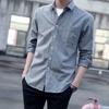 Camisa Blanca de Manga Larga para Hombre Camisa Oxford de Hilo Primavera y Otoño Delgada Color Sólido Sin Arrugas Rudo Guapo Camisa Ajustada para Hombre