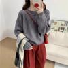 2024 Estilo Coreano Inverno Nova Chegada Gola Redonda Enrolada Tricô Feminino Estilo Japonês e Coreano Estilo Descontraído Suéter Feminino Solto